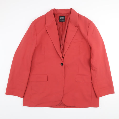 Zara Men's Red 2XL Classic Blazer Jacket Smart Twill Polyester