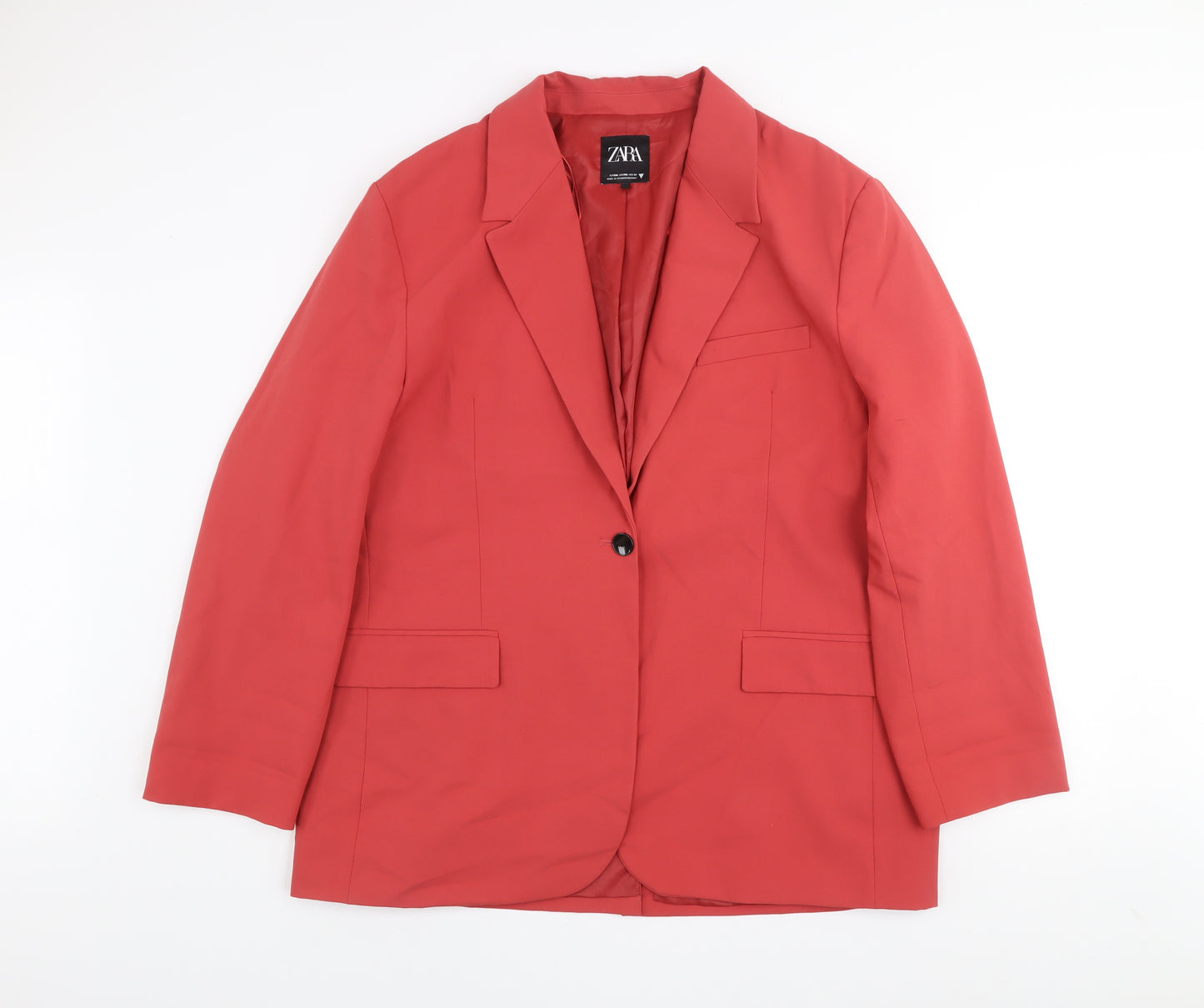 Zara Men's Red 2XL Classic Blazer Jacket Smart Twill Polyester