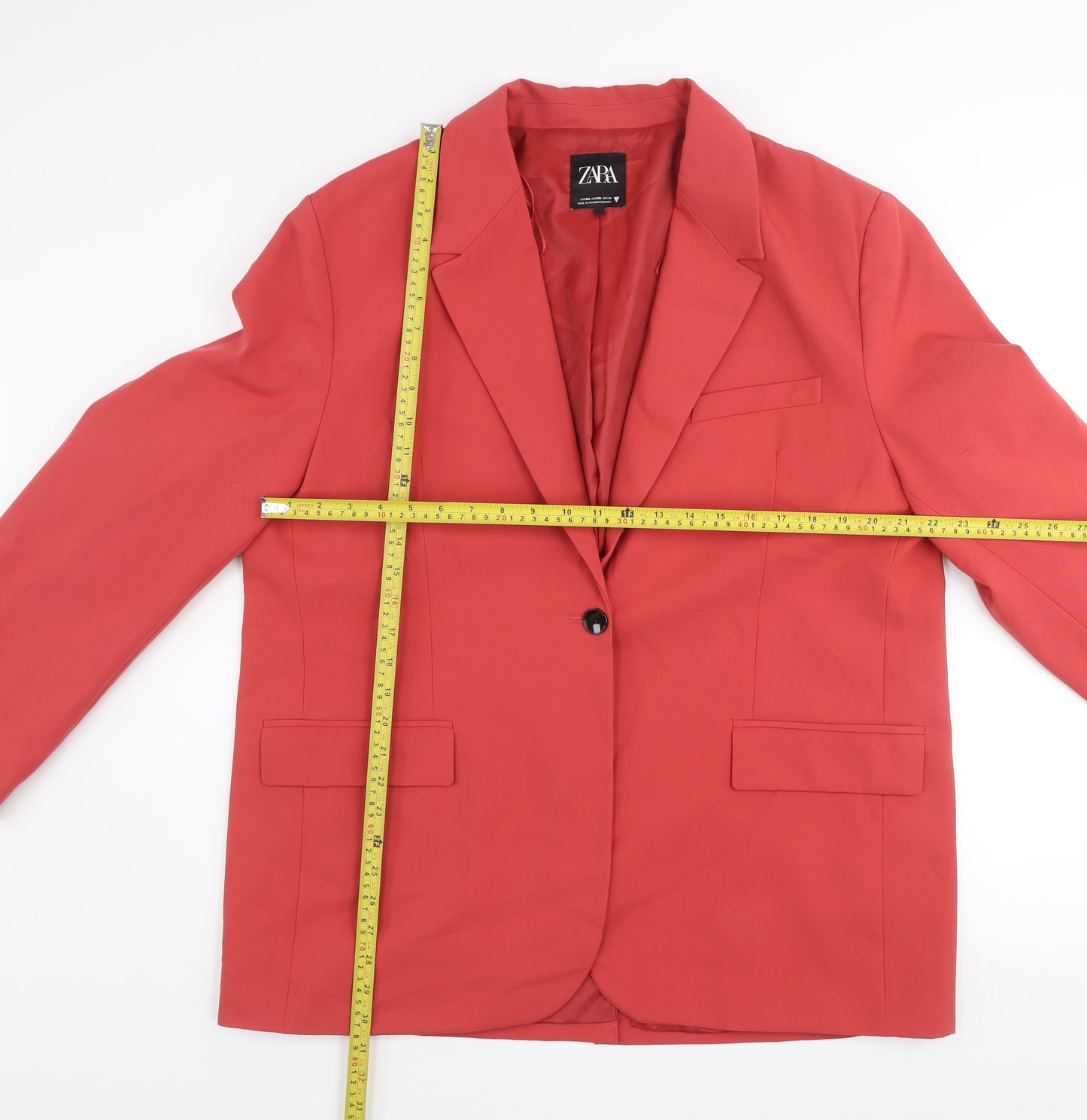 Zara Men's Red 2XL Classic Blazer Jacket Smart Twill Polyester