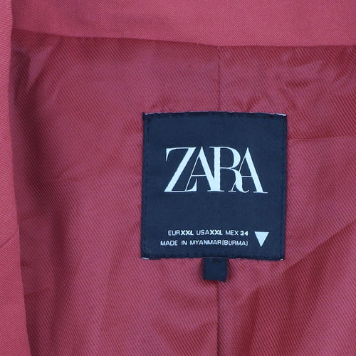 Zara Men's Red 2XL Classic Blazer Jacket Smart Twill Polyester