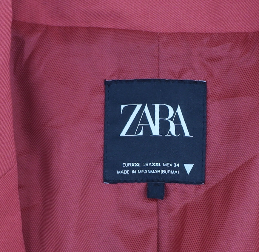Zara Men's Red 2XL Classic Blazer Jacket Smart Twill Polyester