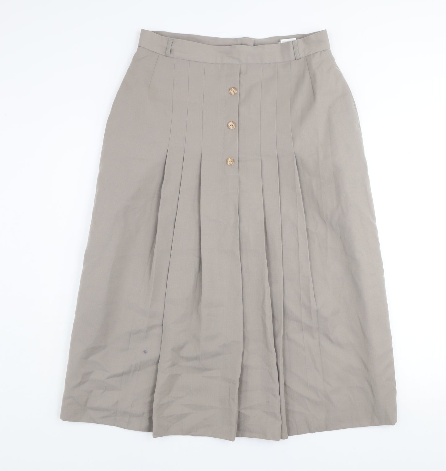 St. Bernard Women Beige Size 16 Pleated Midi Wool Blend Skirt
