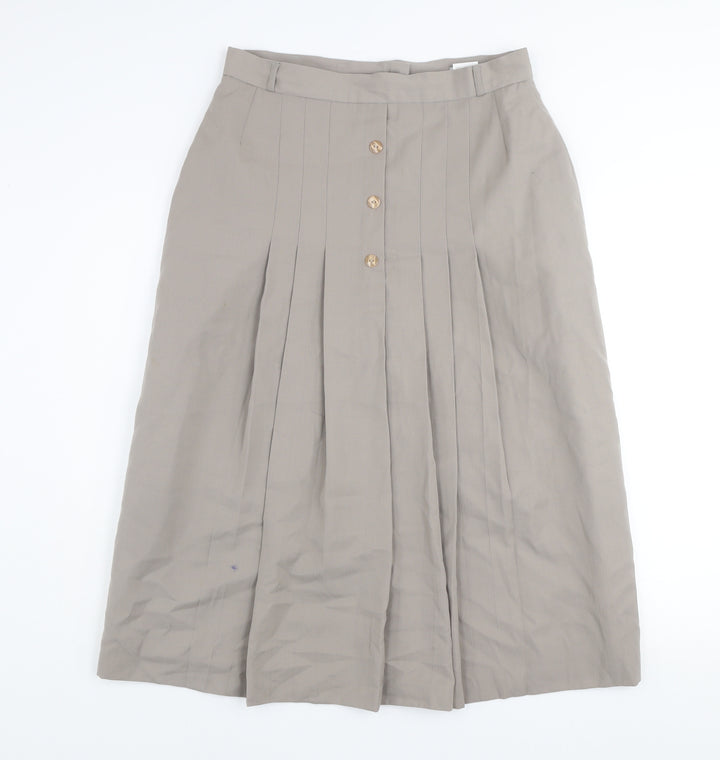 St. Bernard Women Beige Size 16 Pleated Midi Wool Blend Skirt