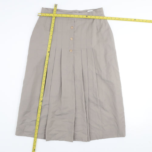 St. Bernard Women Beige Size 16 Pleated Midi Wool Blend Skirt