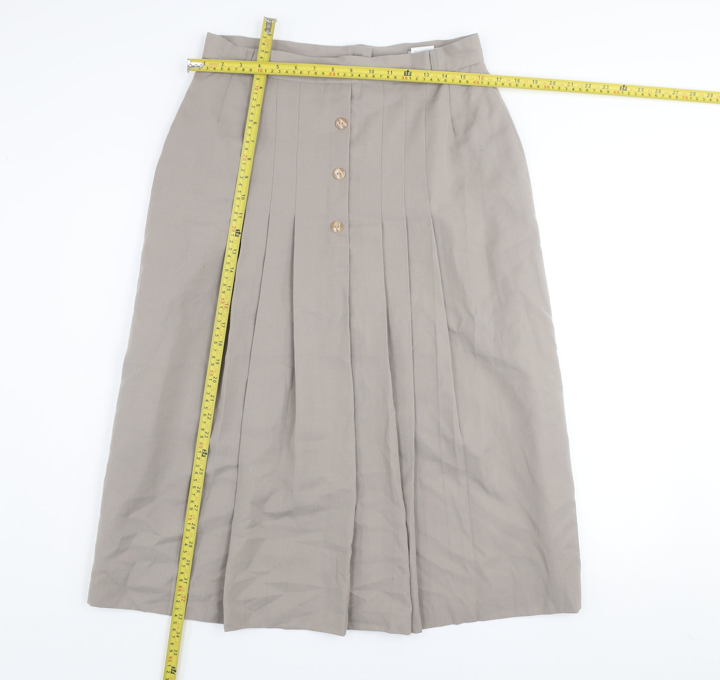 St. Bernard Women Beige Size 16 Pleated Midi Wool Blend Skirt