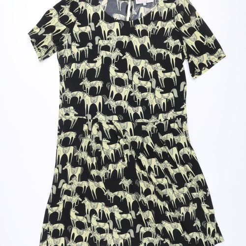 Tallgirls Womens Black Abstract Print Ruched Bodycon Dress M Tall
