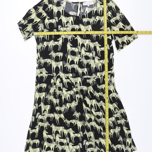 Tallgirls Womens Black Abstract Print Ruched Bodycon Dress M Tall