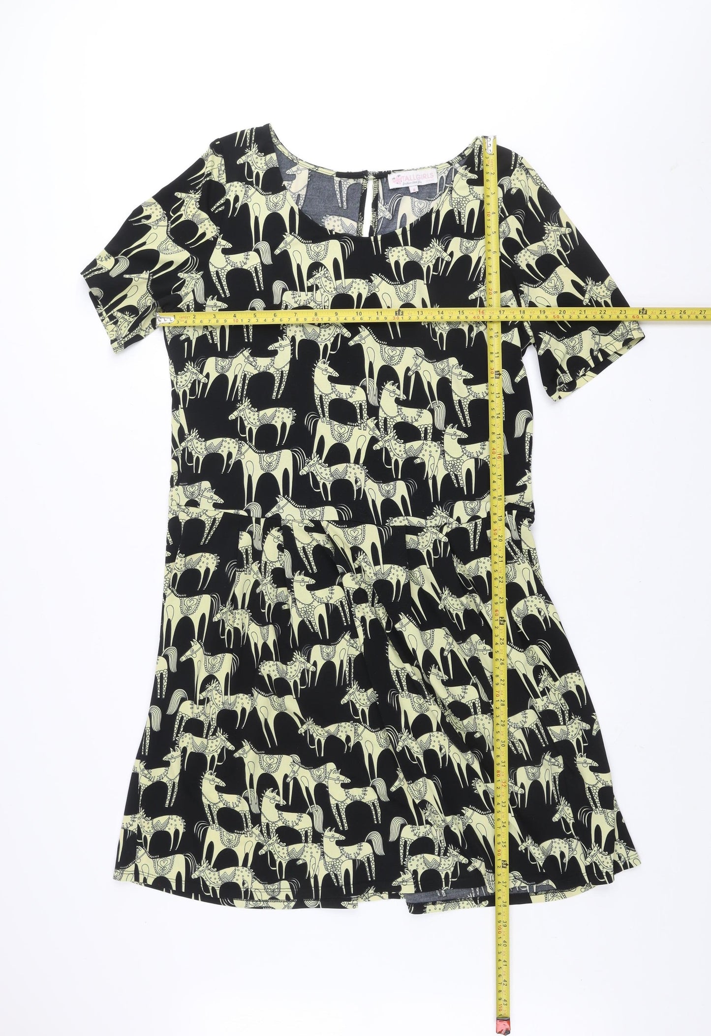 Tallgirls Womens Black Abstract Print Ruched Bodycon Dress M Tall