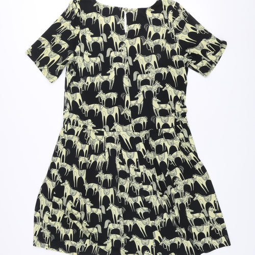 Tallgirls Womens Black Abstract Print Ruched Bodycon Dress M Tall