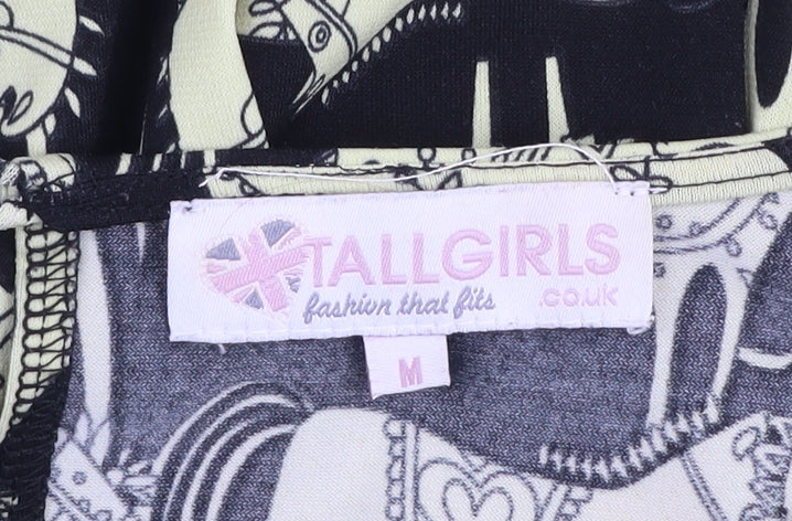 Tallgirls Womens Black Abstract Print Ruched Bodycon Dress M Tall