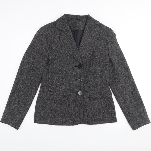 E-vie Womens Grey Size 12 Classic Blazer Jacket