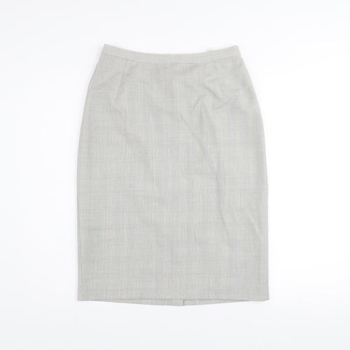 Marks and Spencer Womens Grey Wool Pencil Skirt Size 10 Workwear