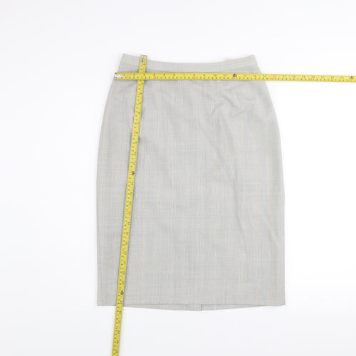 Marks and Spencer Womens Grey Wool Pencil Skirt Size 10 Workwear