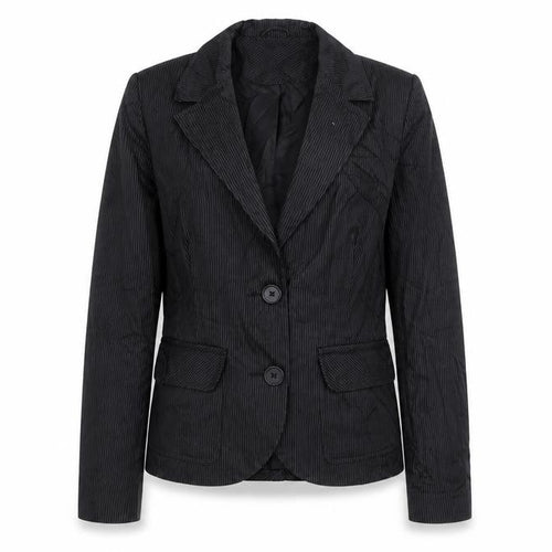 New Look Women's Black Pinstripe Blazer Jacket Size 12 Lined Cotton Workwear