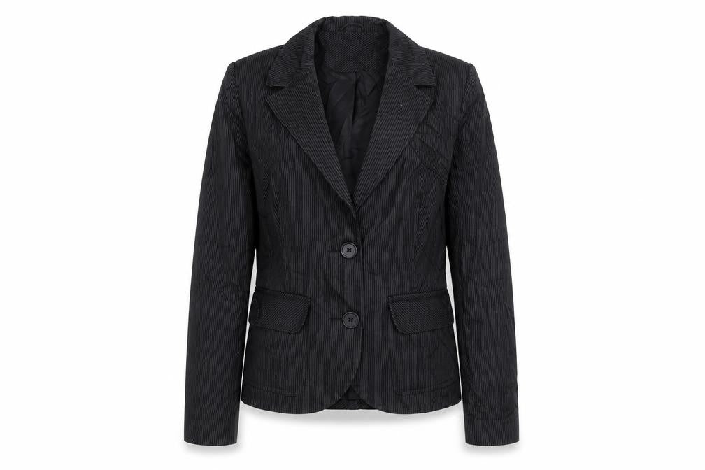 New Look Women's Black Pinstripe Blazer Jacket Size 12 Lined Cotton Workwear