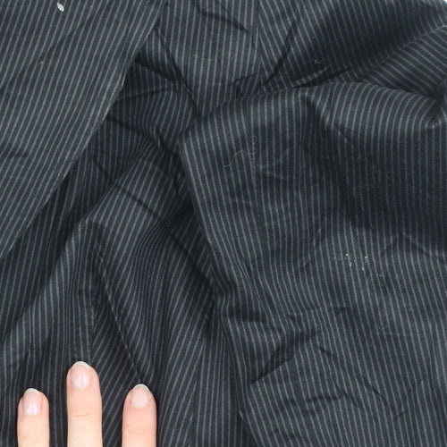 New Look Women's Black Pinstripe Blazer Jacket Size 12 Lined Cotton Workwear