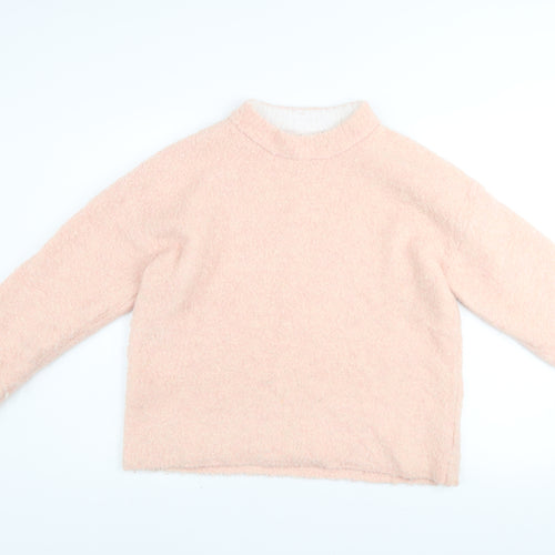 River Island Women Pink Mock Neck Relaxed Fit Long Sleeve Jumper Size S