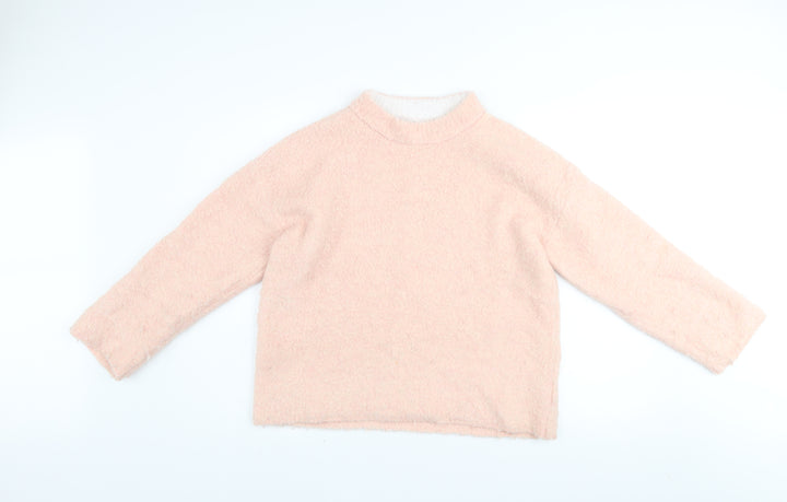 River Island Women Pink Mock Neck Relaxed Fit Long Sleeve Jumper Size S