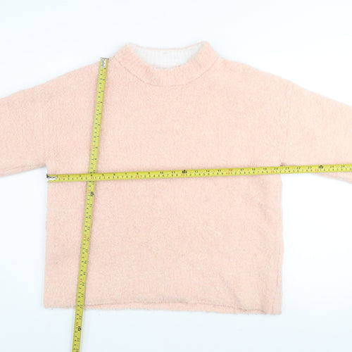 River Island Women Pink Mock Neck Relaxed Fit Long Sleeve Jumper Size S