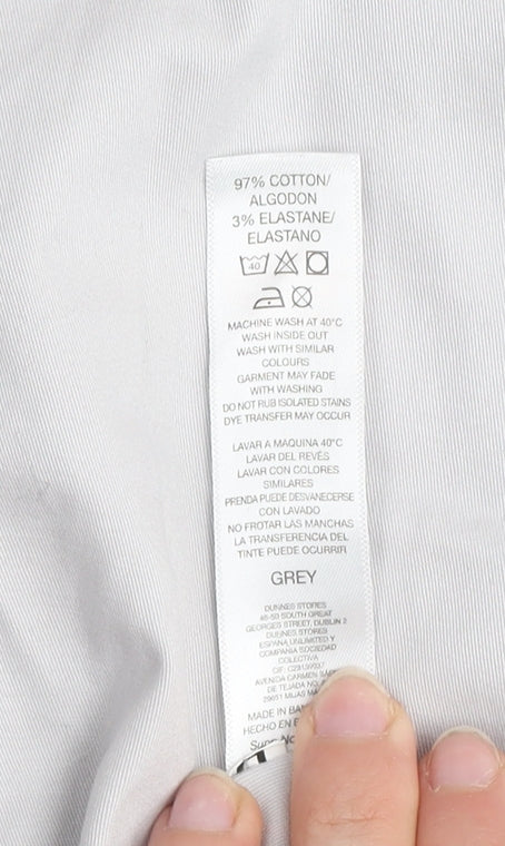 Dunnes Women Grey Cropped Cotton Trousers Size 12 Elastic Waist