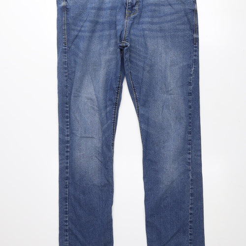 Crosshatch Men's Blue Straight Denim Jeans Size 34R Cotton Blend