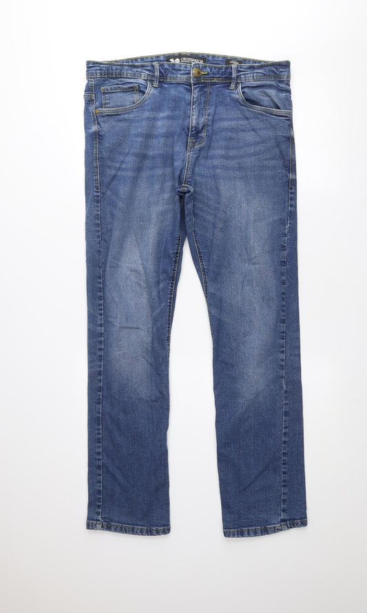 Crosshatch Men's Blue Straight Denim Jeans Size 34R Cotton Blend