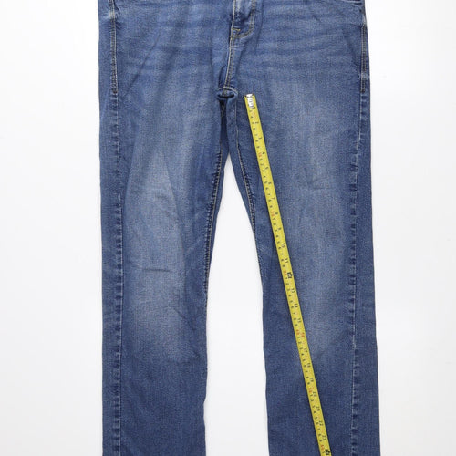 Crosshatch Men's Blue Straight Denim Jeans Size 34R Cotton Blend