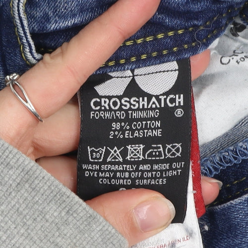 Crosshatch Men's Blue Straight Denim Jeans Size 34R Cotton Blend