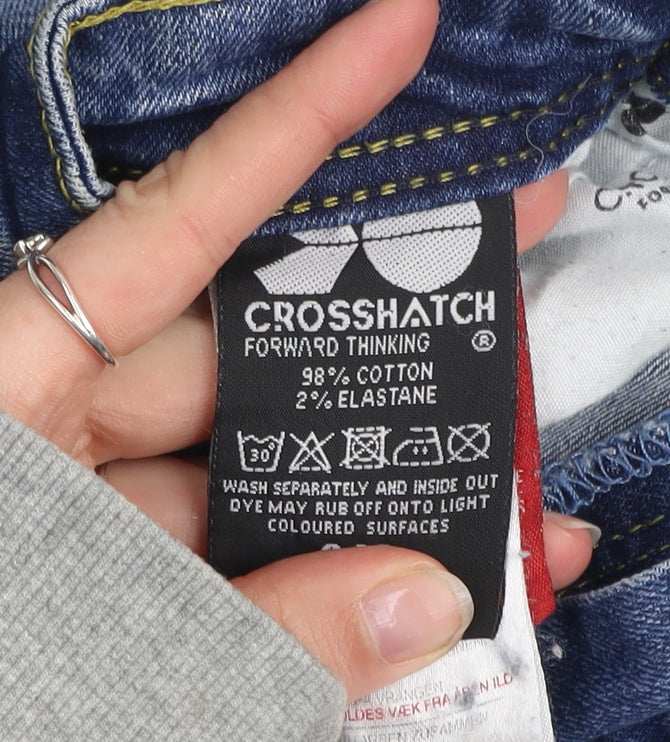 Crosshatch Men's Blue Straight Denim Jeans Size 34R Cotton Blend