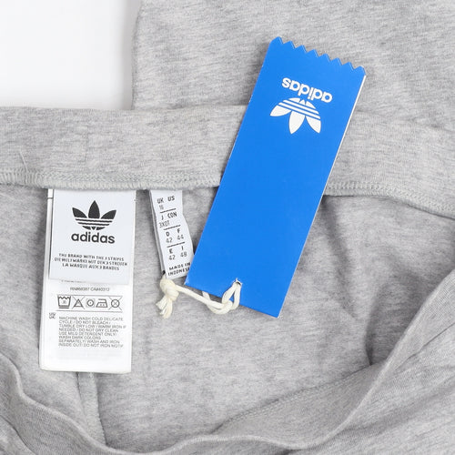 Adidas Women's Grey Cotton Stretch Side Stripe Leggings Size 16