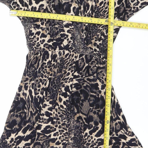 J'aime La Vie Women’s Beige Leopard Print Wrap Dress Size 12