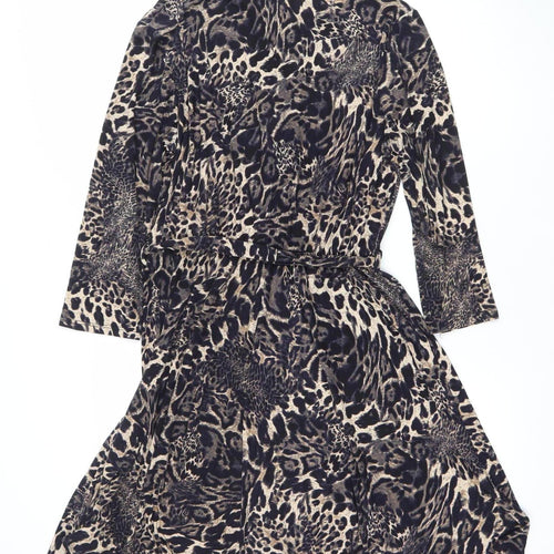J'aime La Vie Women’s Beige Leopard Print Wrap Dress Size 12