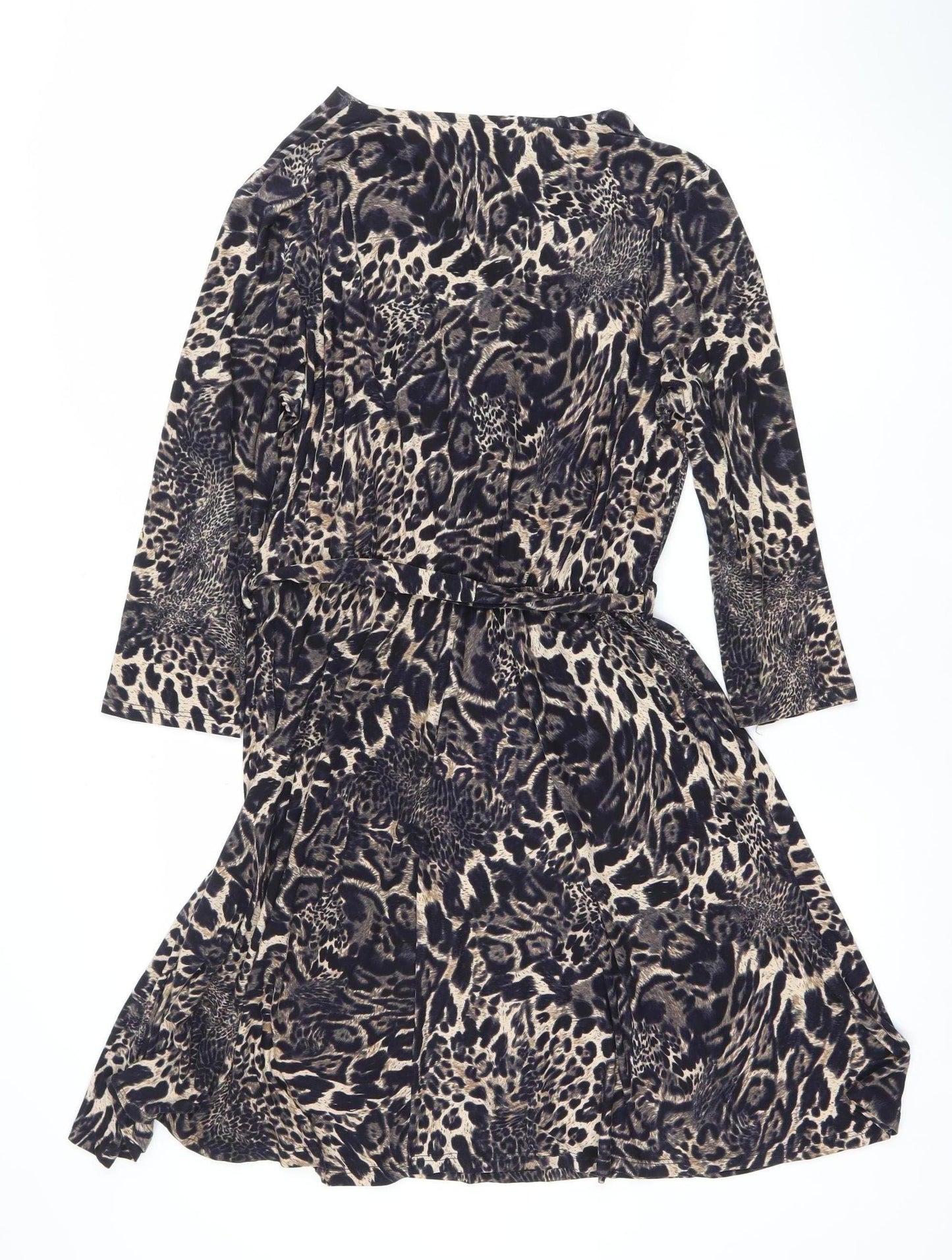 J'aime La Vie Women’s Beige Leopard Print Wrap Dress Size 12