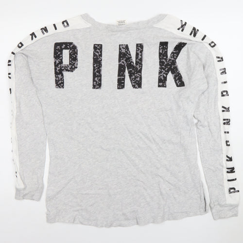 Victoria’s Secret PINK Womens Grey Long Sleeve Pullover Sweatshirt S