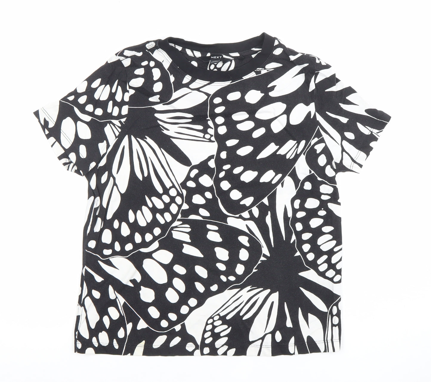 Next Womens Black Butterfly Print Cotton T-Shirt Size 6
