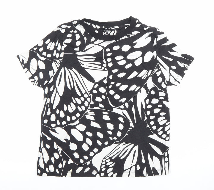 Next Womens Black Butterfly Print Cotton T-Shirt Size 6