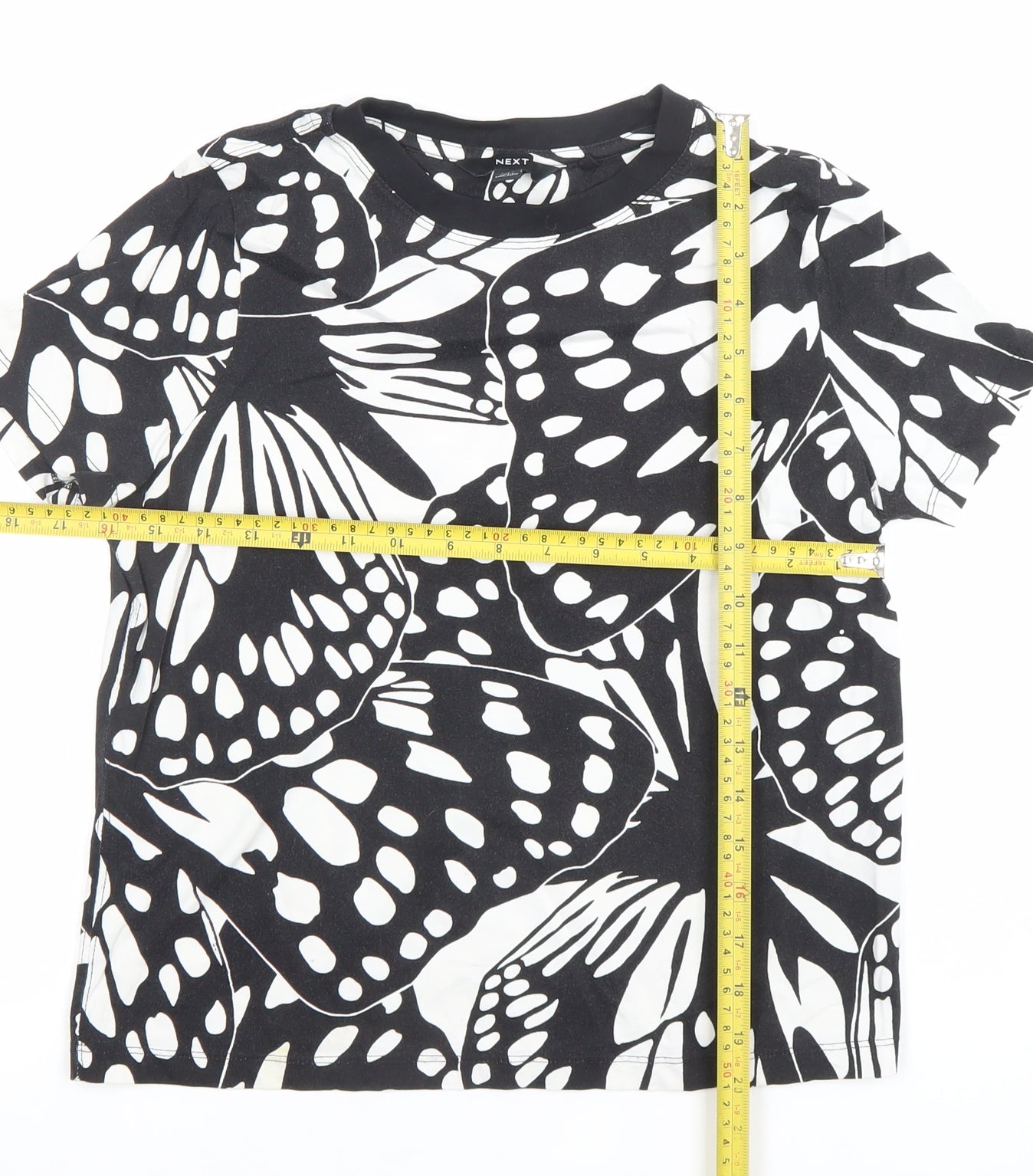 Next Womens Black Butterfly Print Cotton T-Shirt Size 6
