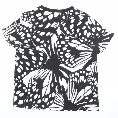 Next Womens Black Butterfly Print Cotton T-Shirt Size 6