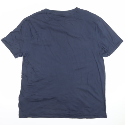 Hugo Boss Men's Blue Organic Cotton Regular Fit Logo T-Shirt XL