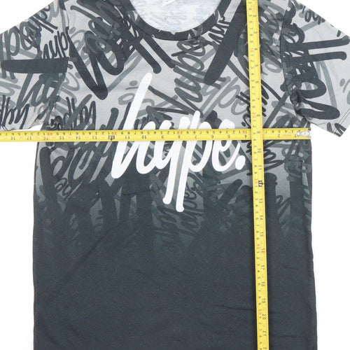 Hype Boys Black Graphic Logo T-Shirt 13 Years Short Sleeve Polyester