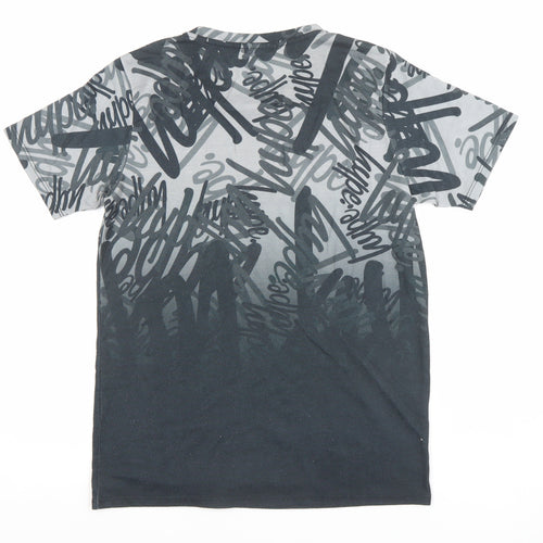 Hype Boys Black Graphic Logo T-Shirt 13 Years Short Sleeve Polyester