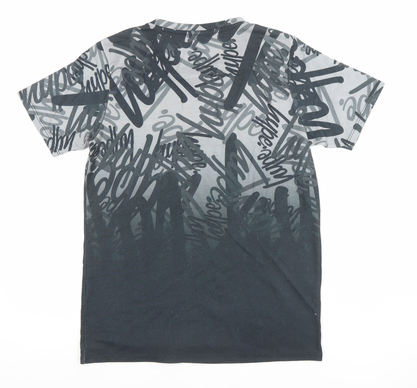 Hype Boys Black Graphic Logo T-Shirt 13 Years Short Sleeve Polyester