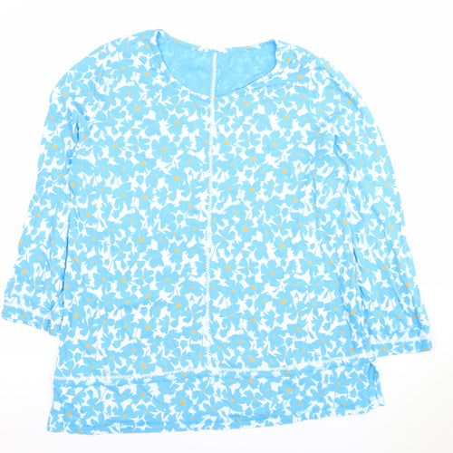 Woolovers Men's Blue Floral 3/4 Sleeve Cotton Modal T-Shirt M