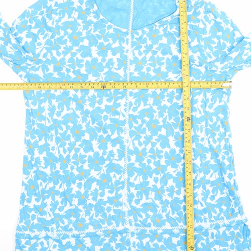 Woolovers Men's Blue Floral 3/4 Sleeve Cotton Modal T-Shirt M
