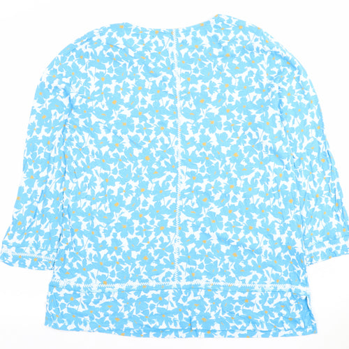 Woolovers Men's Blue Floral 3/4 Sleeve Cotton Modal T-Shirt M
