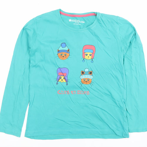 Mountain Warehouse Boys Blue Long Sleeve Cats in Hats T-Shirt 11-12 Years