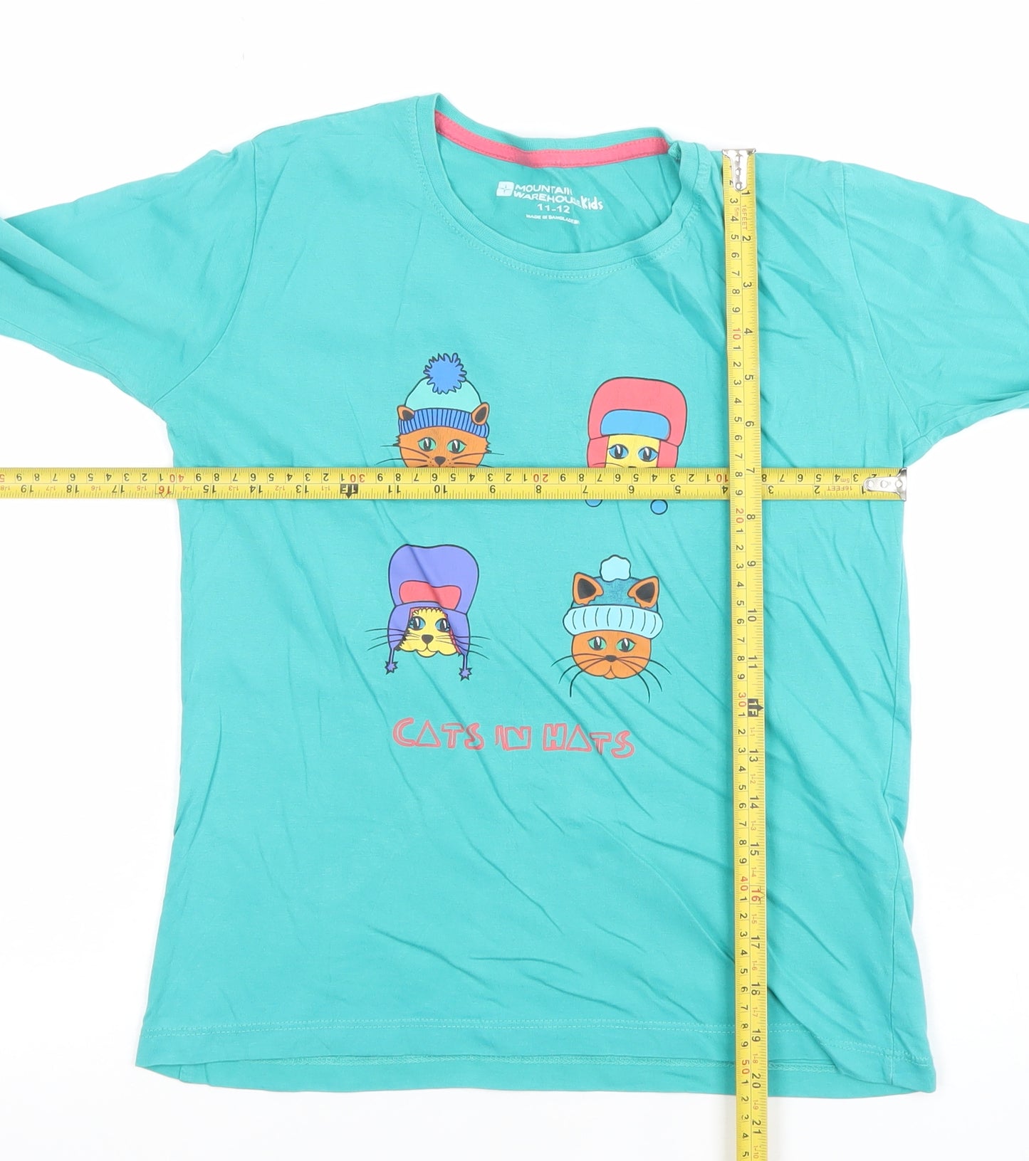 Mountain Warehouse Boys Blue Long Sleeve Cats in Hats T-Shirt 11-12 Years