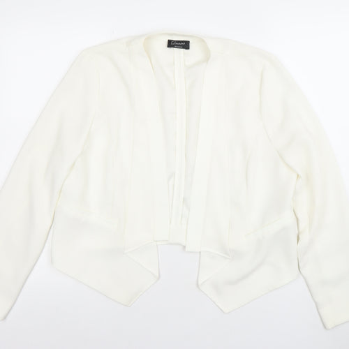 Yessica Women Ivory Cropped Blazer Jacket Size 12 Elegant Tailored