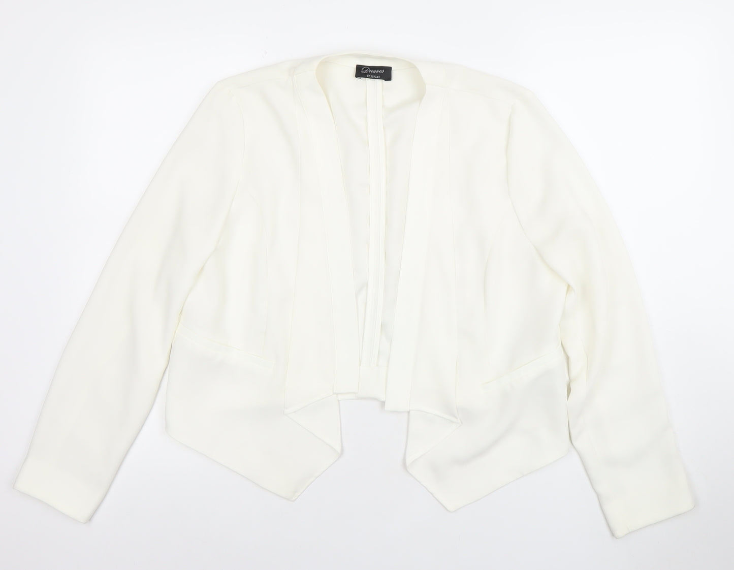 Yessica Women Ivory Cropped Blazer Jacket Size 12 Elegant Tailored
