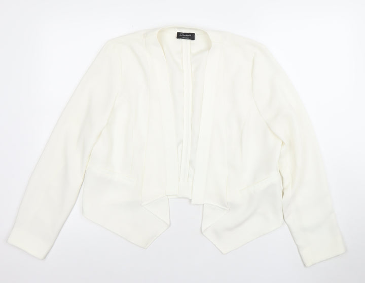 Yessica Women Ivory Cropped Blazer Jacket Size 12 Elegant Tailored